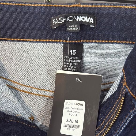 Fashion Nova Blue Jean Shorts High-Waisted Cuffed - Picture 2 of 11